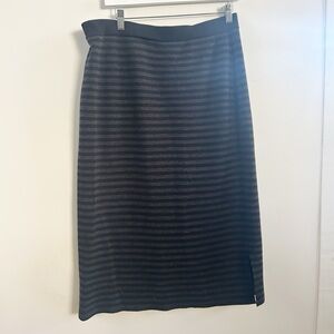 Eileen fisher striped wool midi skirt